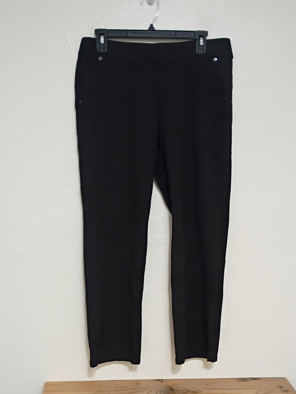 Skye's The Limit Petite Black Elastic Waist Ponte Knit Straight Pants Size 10p